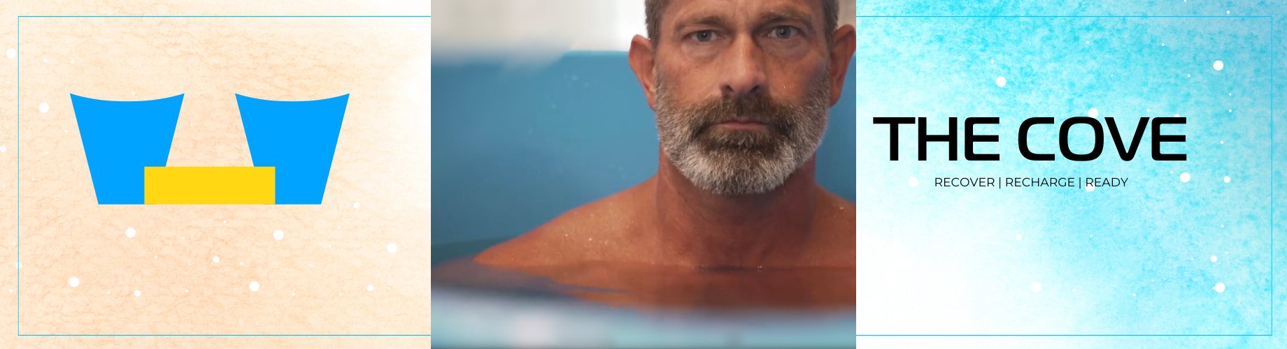 Athlete immersed in a cold plunge tub at The Cove Sports Recovery in Vancouver, recovering after a workout.