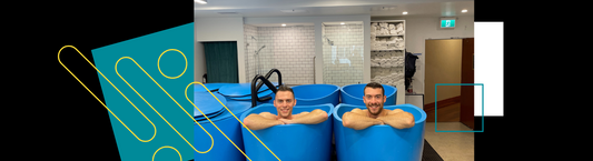 Group of diverse people smiling and enjoying a cold plunge session together at The Cove Sports Recovery, demonstrating the social and health benefits of cold therapy.