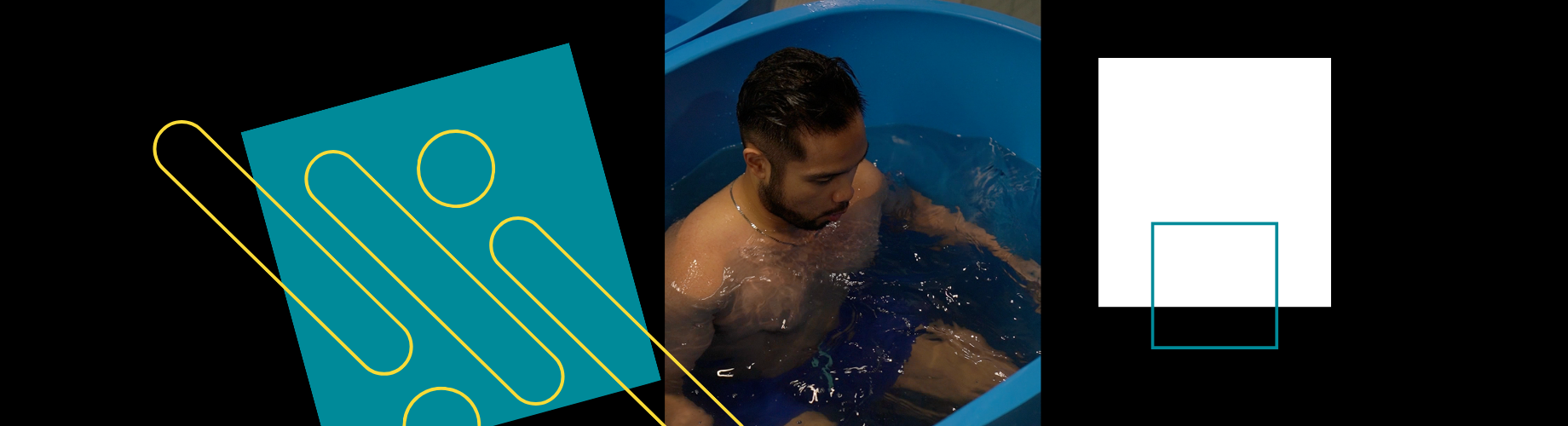 Efficient wellness and recovery session at Cove Sports Recovery in Vancouver featuring hot and cold plunge pools, air compression therapy equipment, and a stretching area, designed for busy individuals seeking quick and effective health solutions.